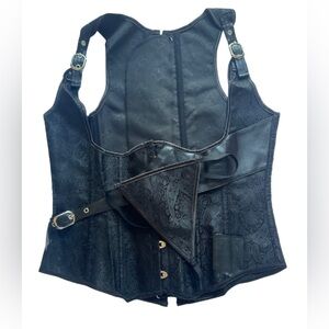Black Corset Vest with Buckle & Pocket